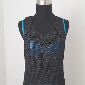 Tahari Black Metallic Sleeveless Midi Dress or Coverup